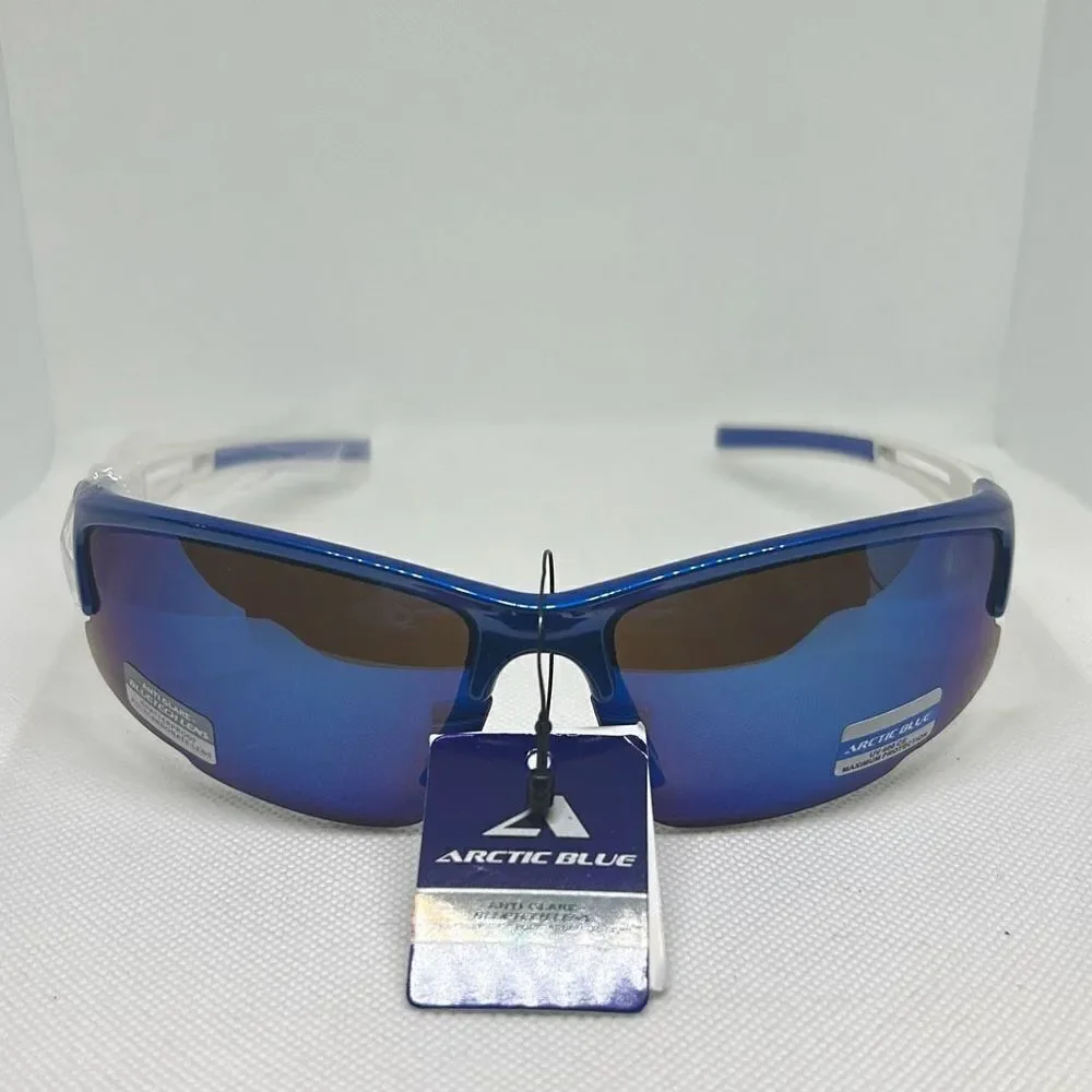 Arctic Blue Mirrored Semi Rimless Sunglasses